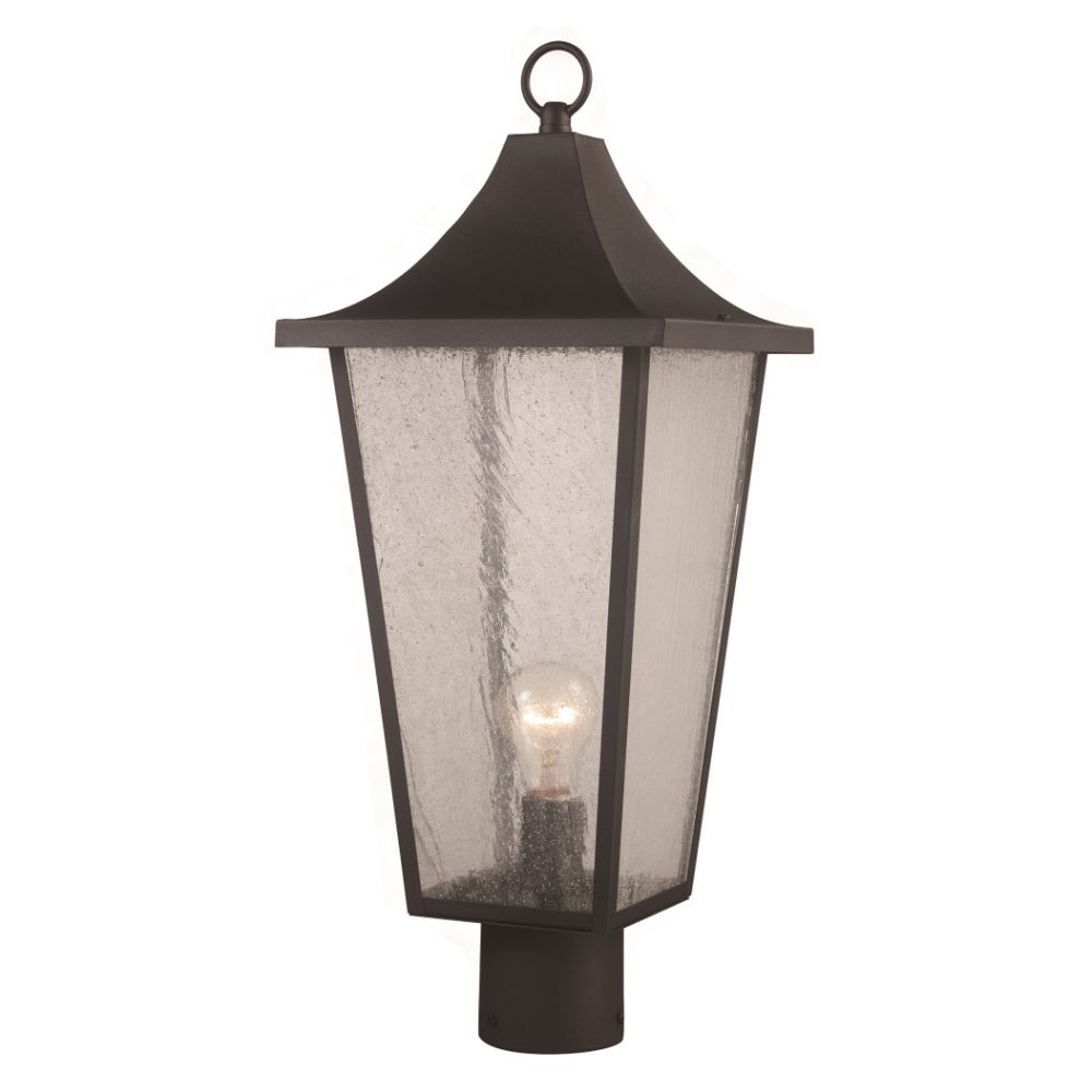 Trans Globe Lighting 50935 BK Amid 1 Light Outdoor Post Lantern Medium in Black